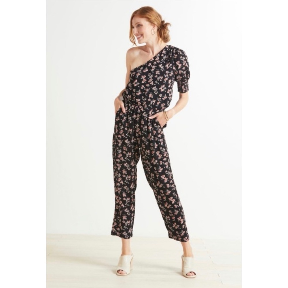 NEW Roan + Ryan Evereve Isabella One Shoulder Jumpsuit XL Floral Print NWT